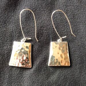 Silver Textured Trapezoidal Earrings